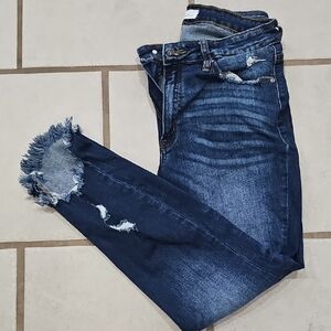KanCan Dark Blue Distressed Ankle Jeans